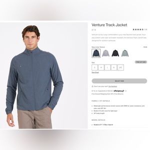 Vuori Venture Track Jacket - Navy Size L